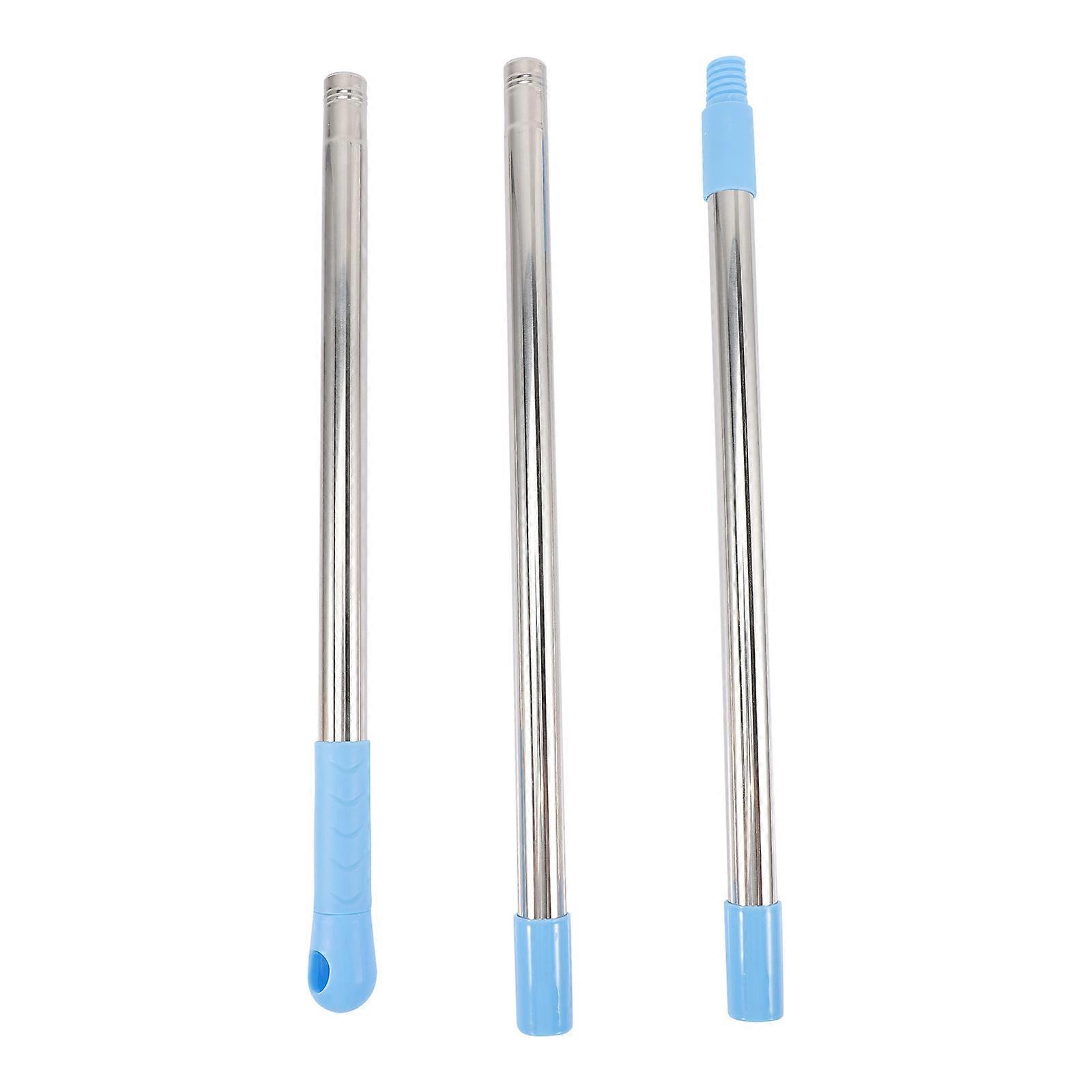 Broom Handle With Threaded End for Corner Cleaning Durable Usage Silver 125x25cm 1 Set