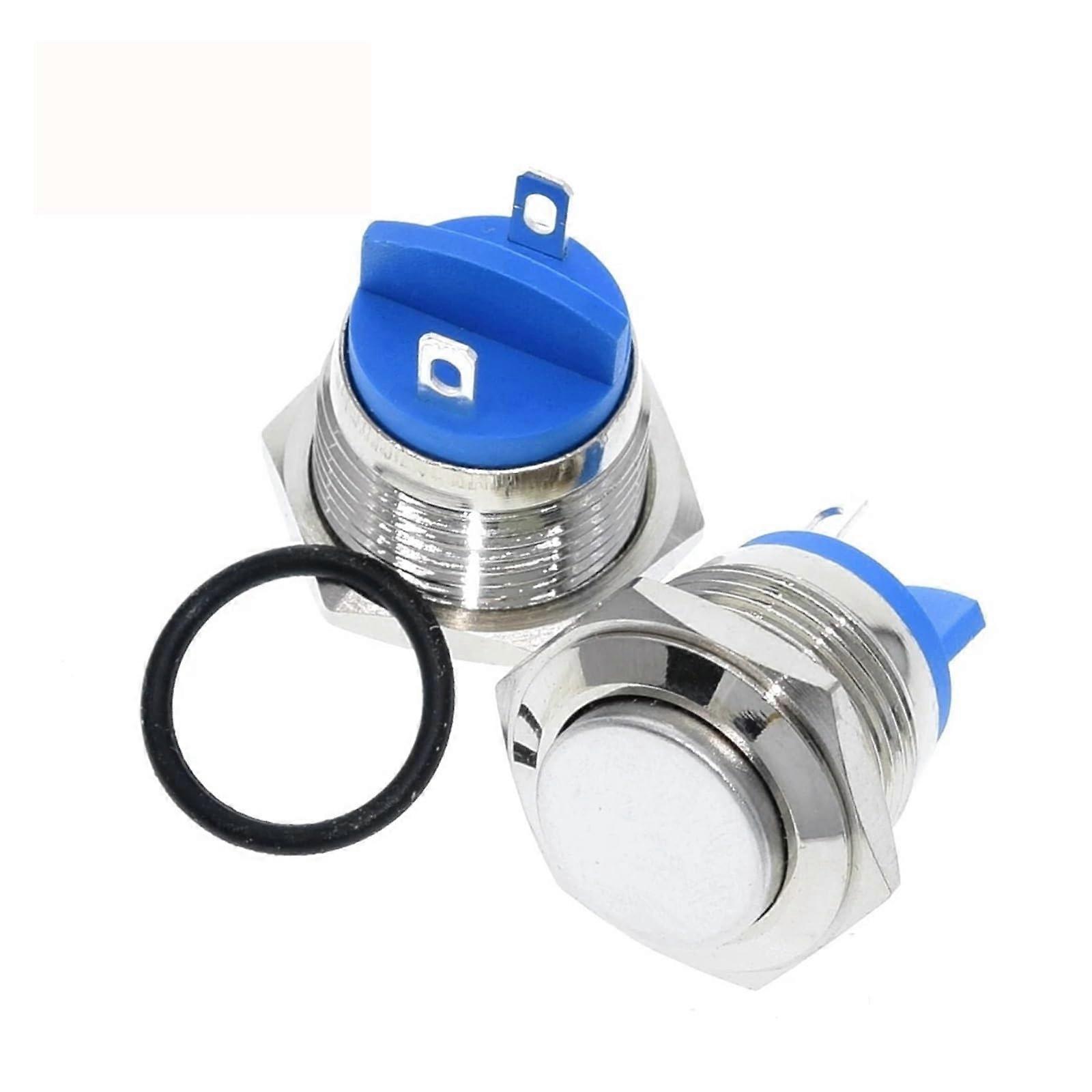 16mm Waterproof Metal Push Button Switch Nickel Plated Brass Momentary  Round 1NO Reset