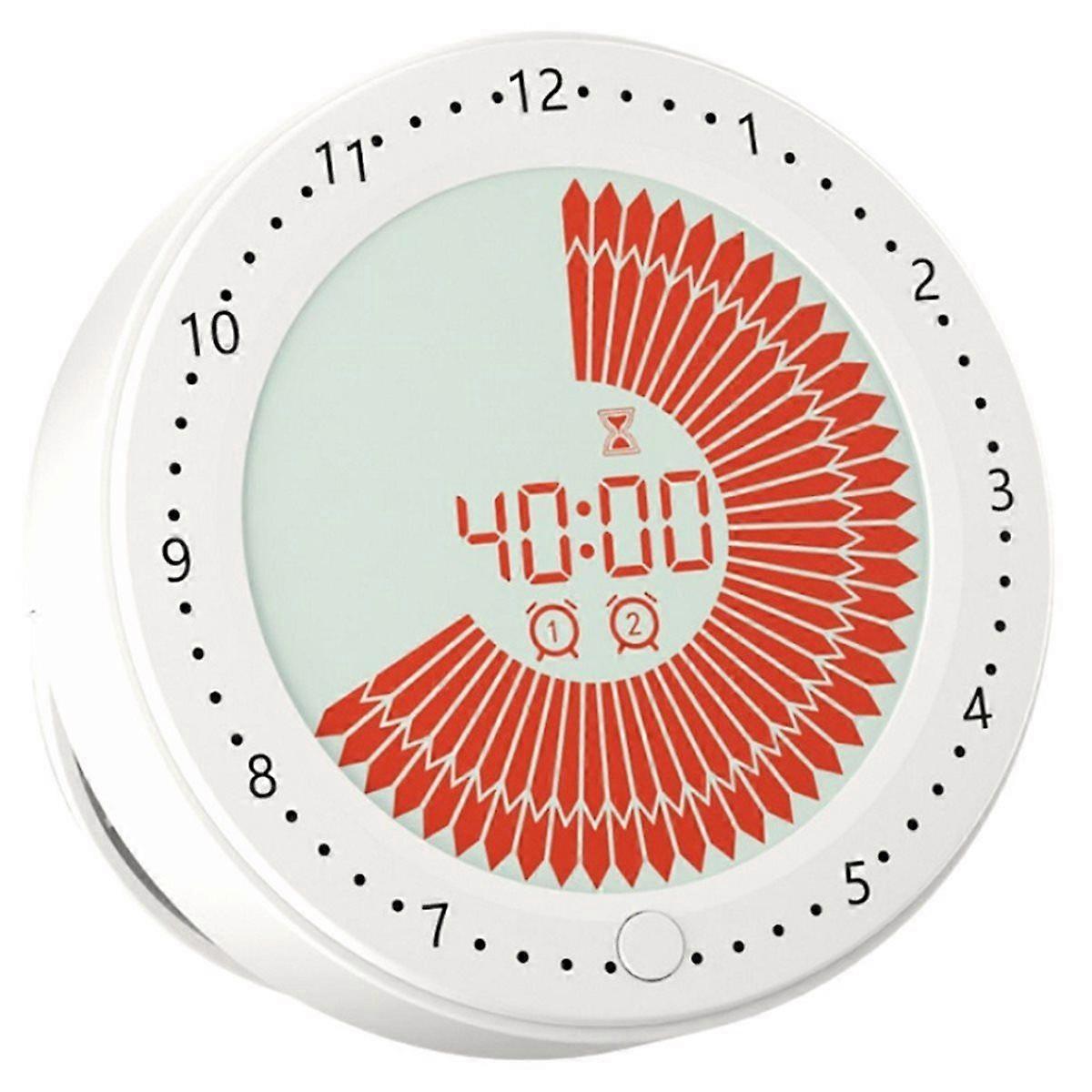 Magnetic Kitchen Timer, 60-Minute Visual Countdown with Dual Alarms, Silent Operation for Classroom