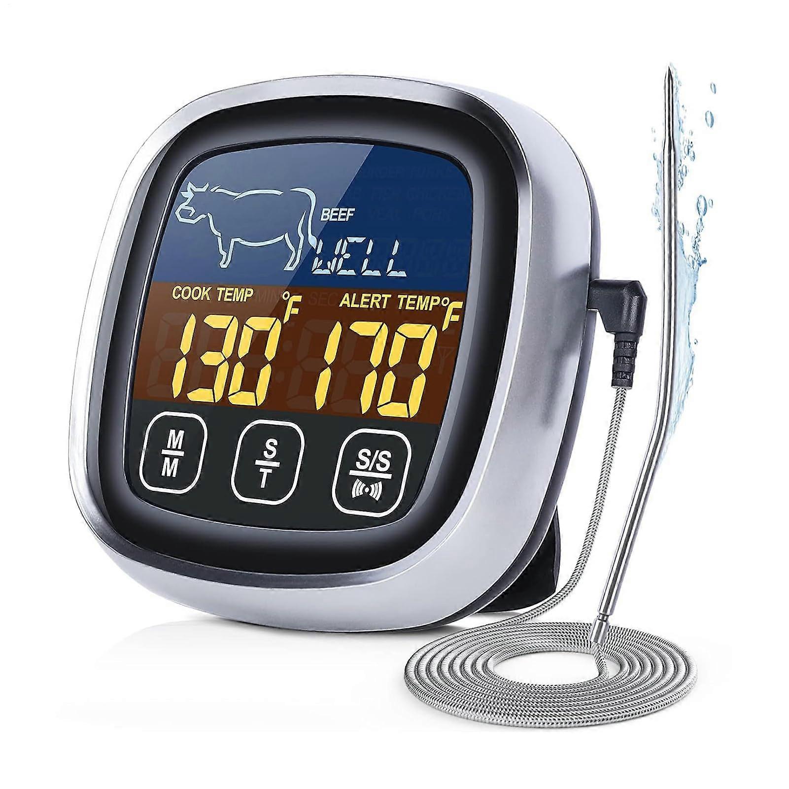 Digital Meat Thermometer Waterproof Instant Read with Timer for BBQ Grill Oven Steak Chicken