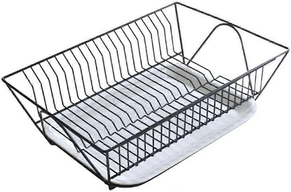 Dish Drying Rack with Drip Tray, Large Capacity Kitchen Counter Utensil Holder, Space Saving Design