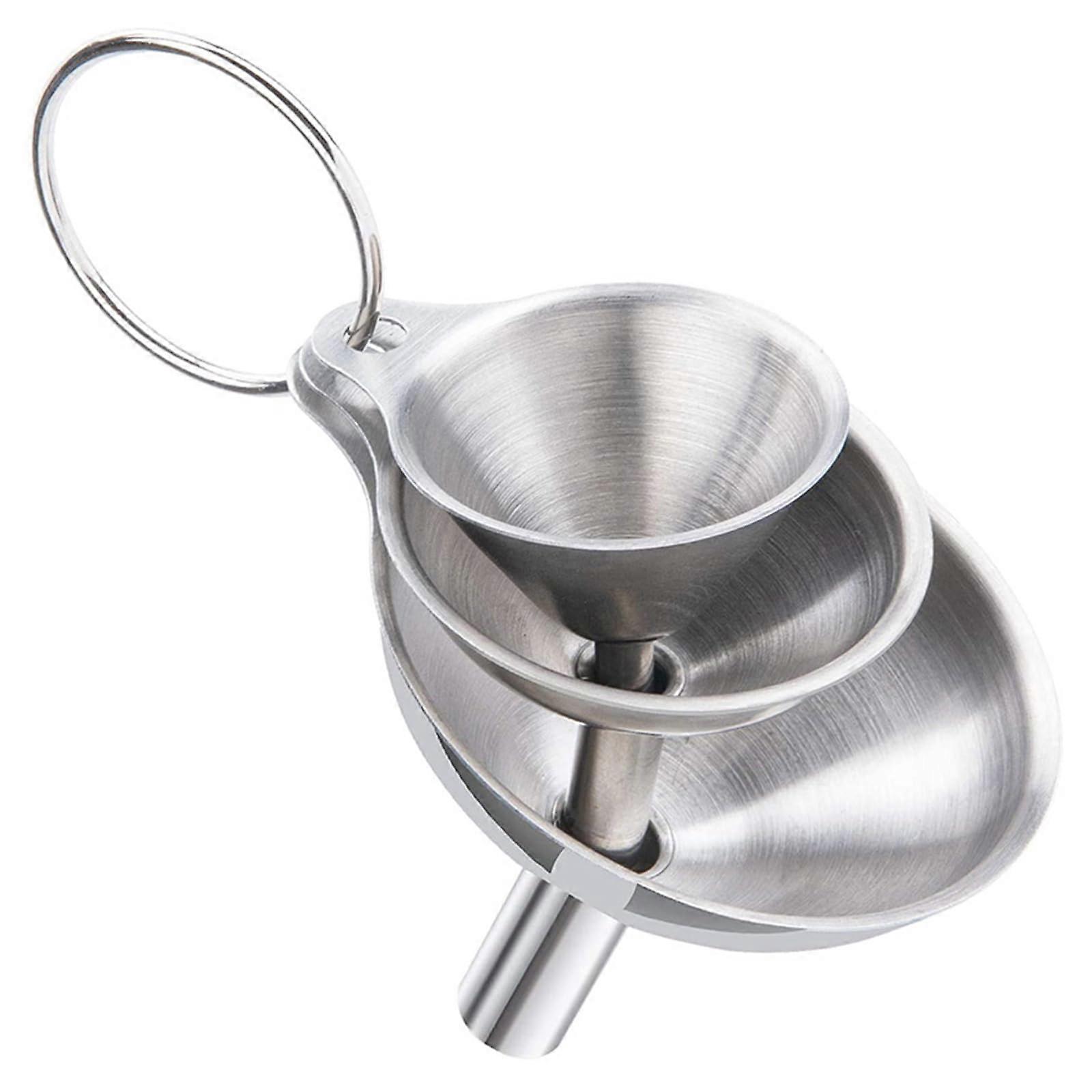 Stainless Steel Funnels Set 3 Sizes Rust Resistant Easy Liquid Transfer for Kitchen and Essential Oils