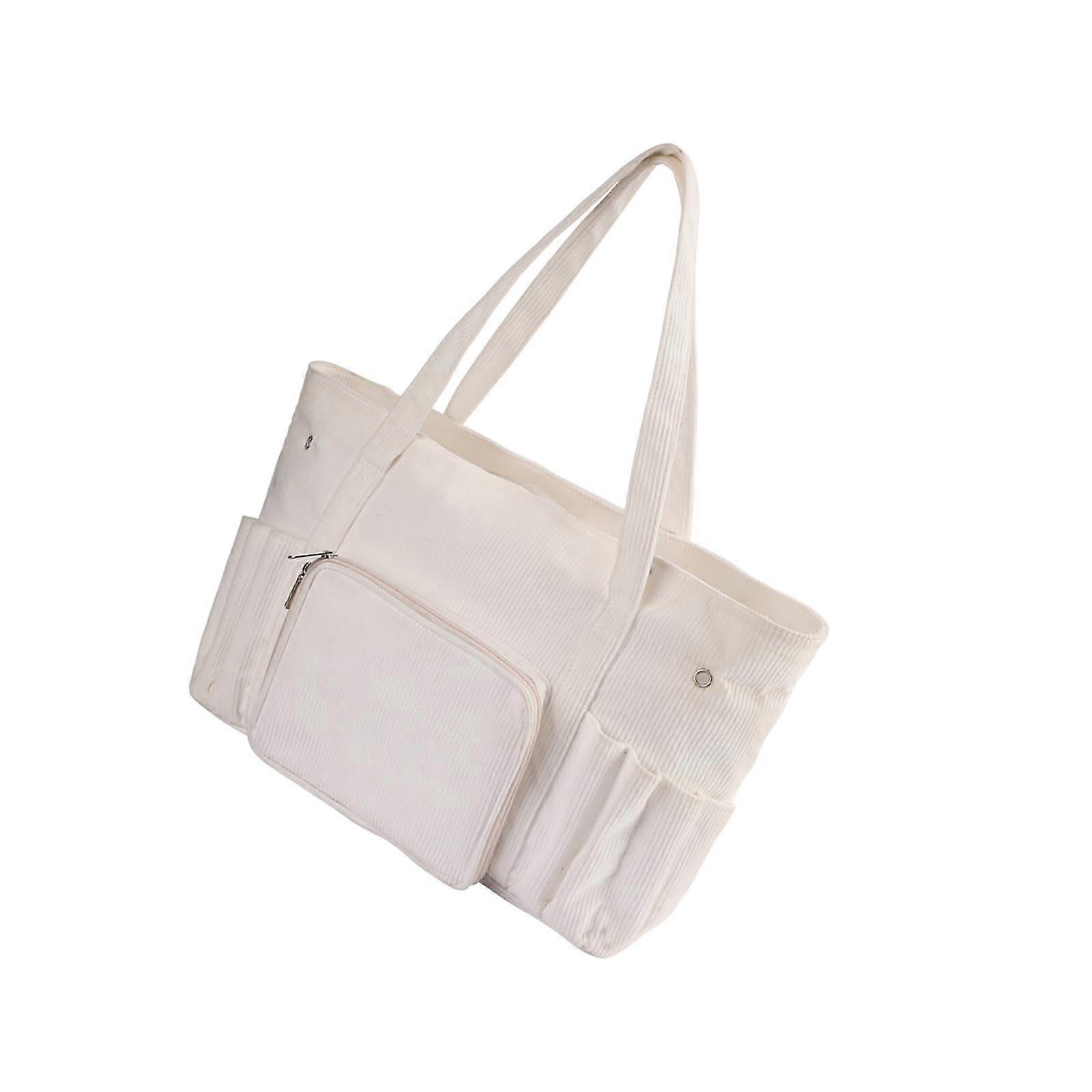 Crochet Project Bag with Large Capacity Yarn Storage, Tangle Feed, Knitting Organizer, White