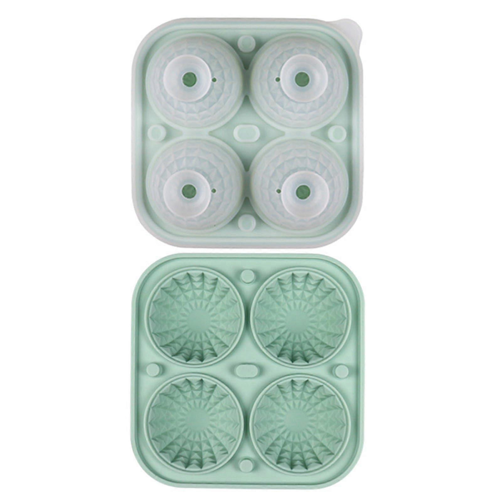 Silicone Ice Cube Tray with 4 Square and Round Molds for Whiskey Drinks Easy Release