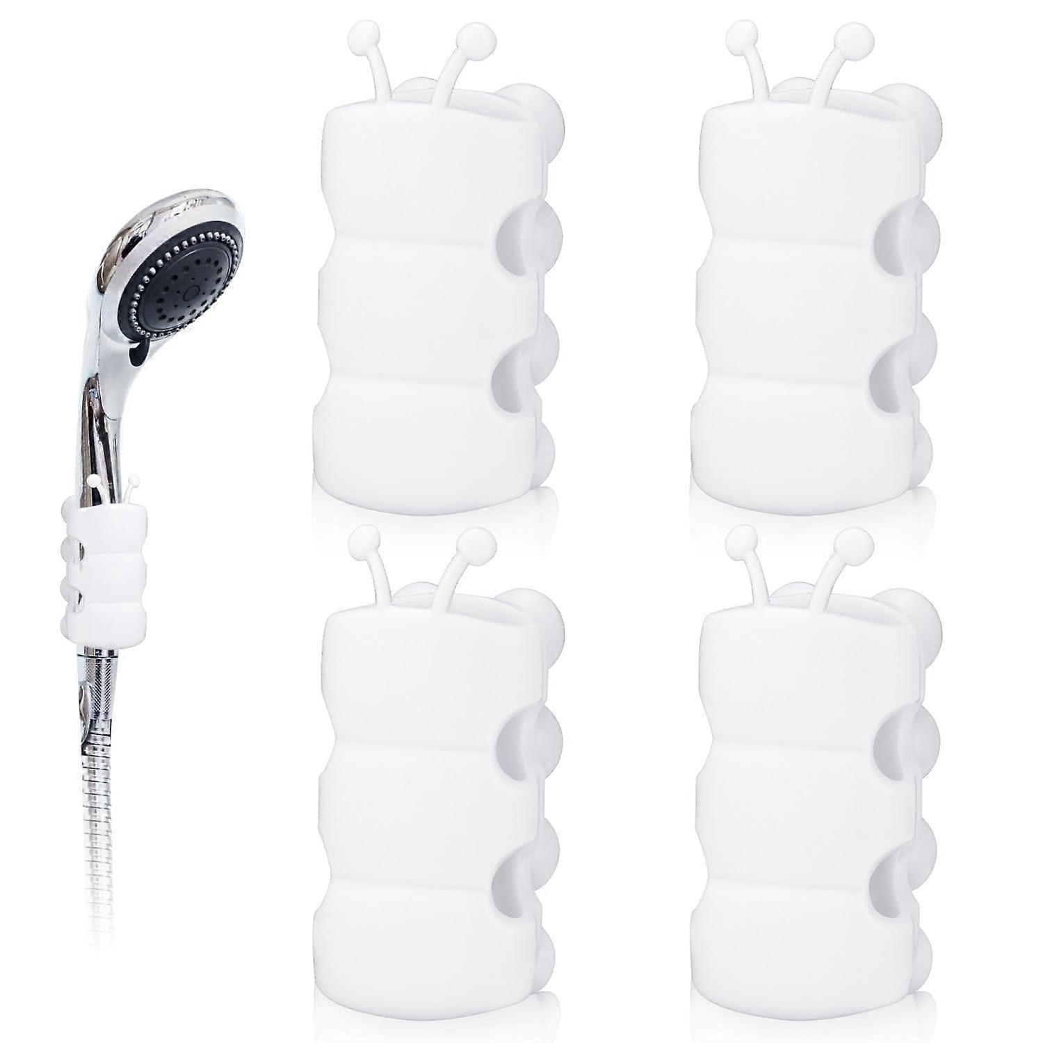 4pcs Adjustable Suction Cup Shower Head Holder, No Drilling Bathroom Bracket with Strong Grip