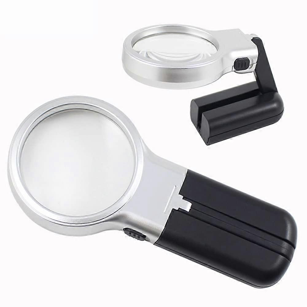 LED Magnifying Glass 3X Foldable Handheld Reading Magnifier with 2 LED Lights for Low Light