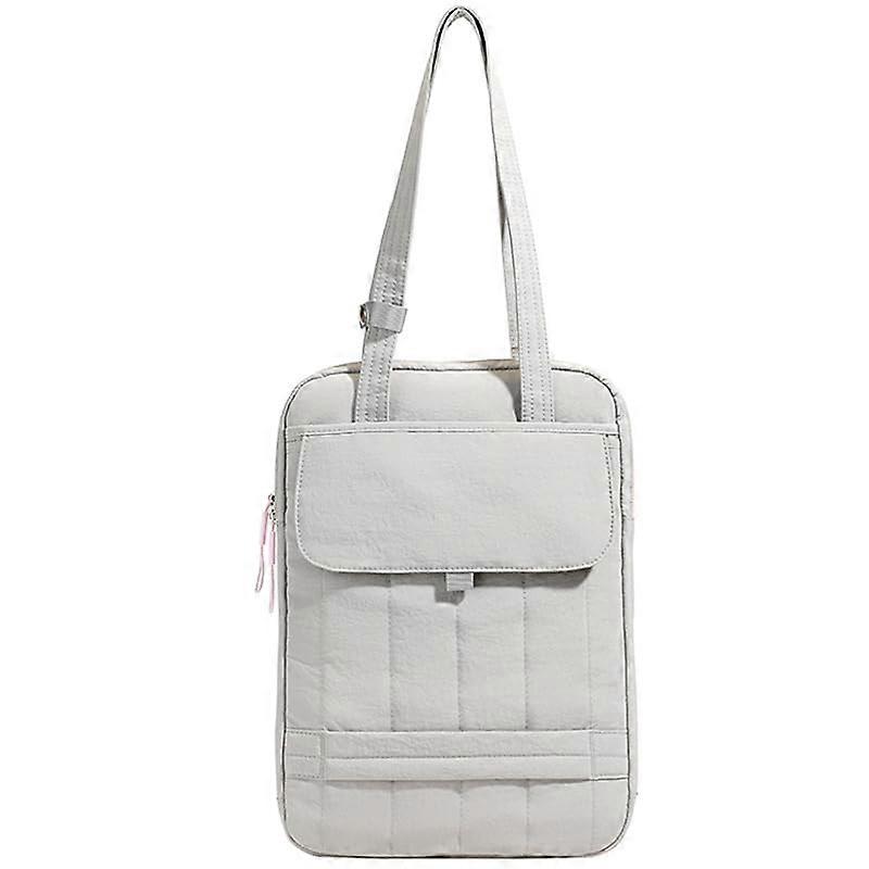 Shockproof Laptop Sleeve with MultiPockets and Flannel Lining, Nylon Protective Bag Light Grey