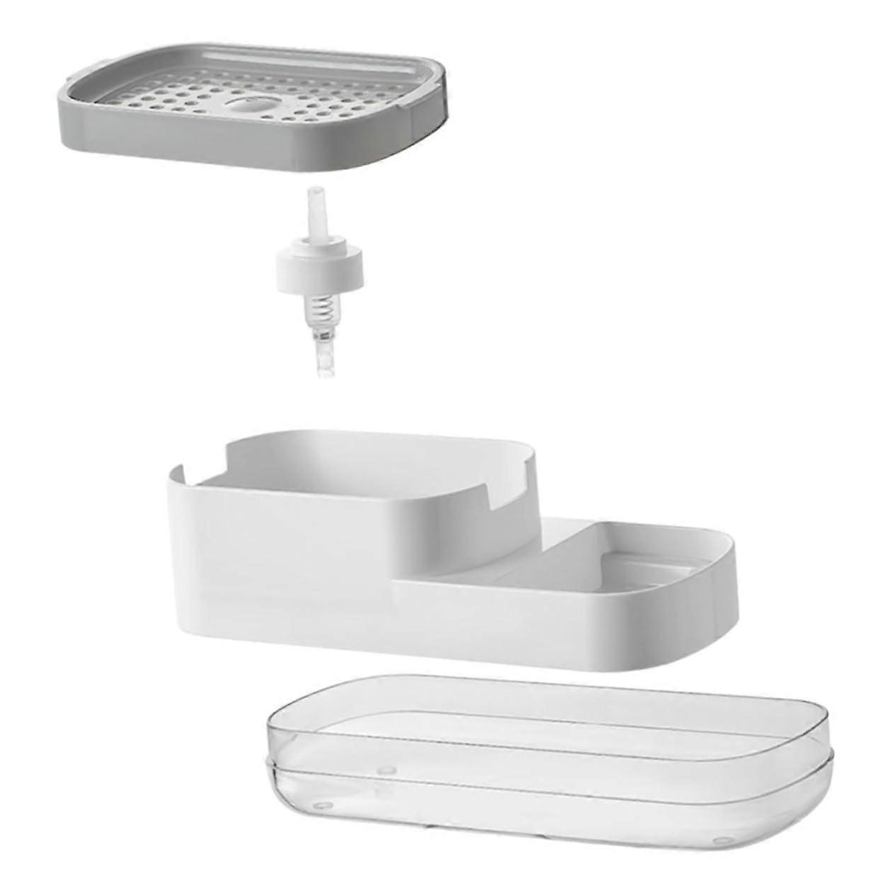 Kitchen Soap Dispenser with Sponge Holder, Controlled Dispensing, Detachable Easy Clean for Sink