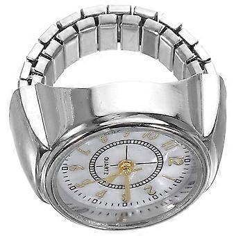 Fashion Watch Ring Quartz Movement Accessory Silver Round Shape For Women Men Employee Benefits 1Pack