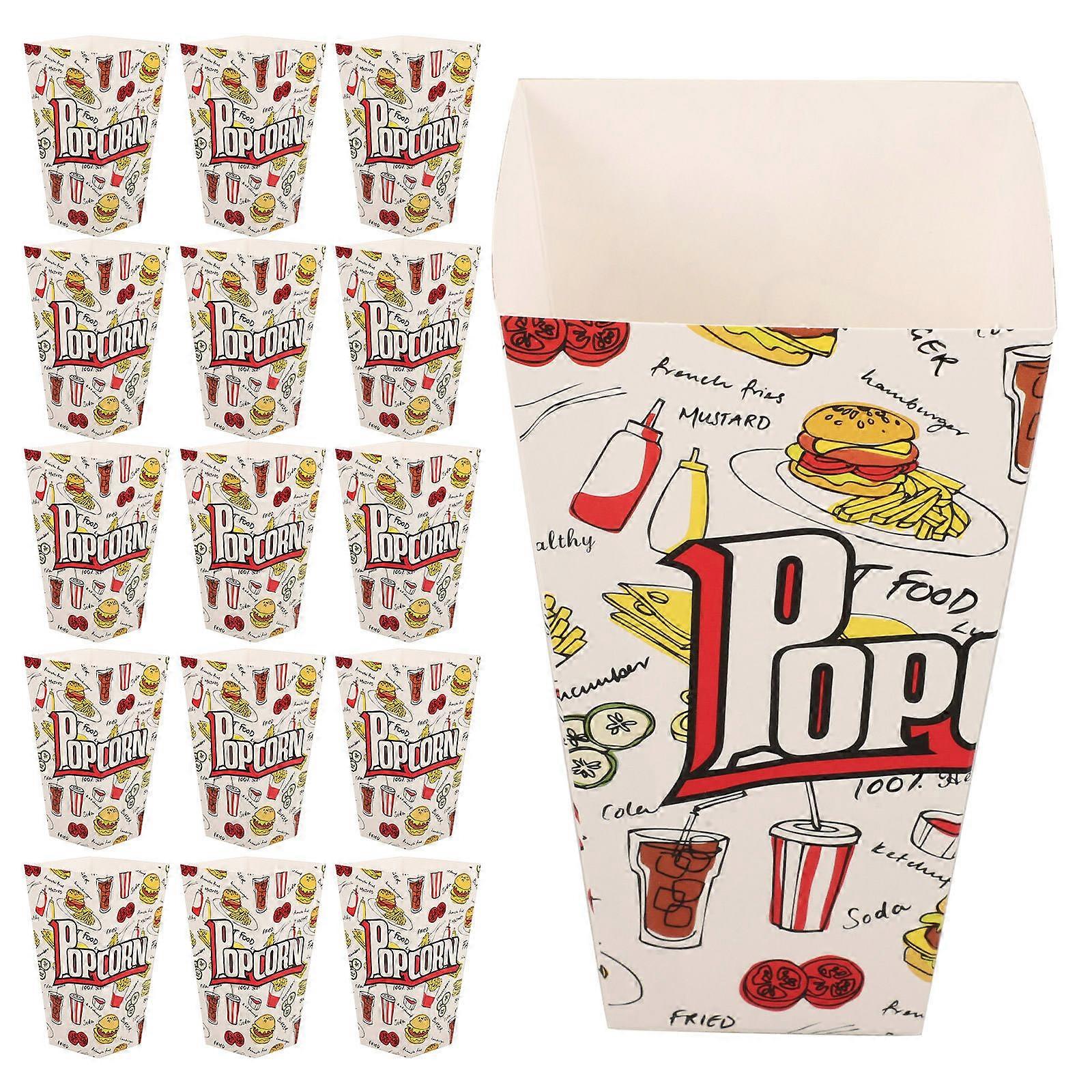 Movie Night Popcorn Boxes Retro Snack Container Rectangular White Cardboard Convenient Distribution 50Pack