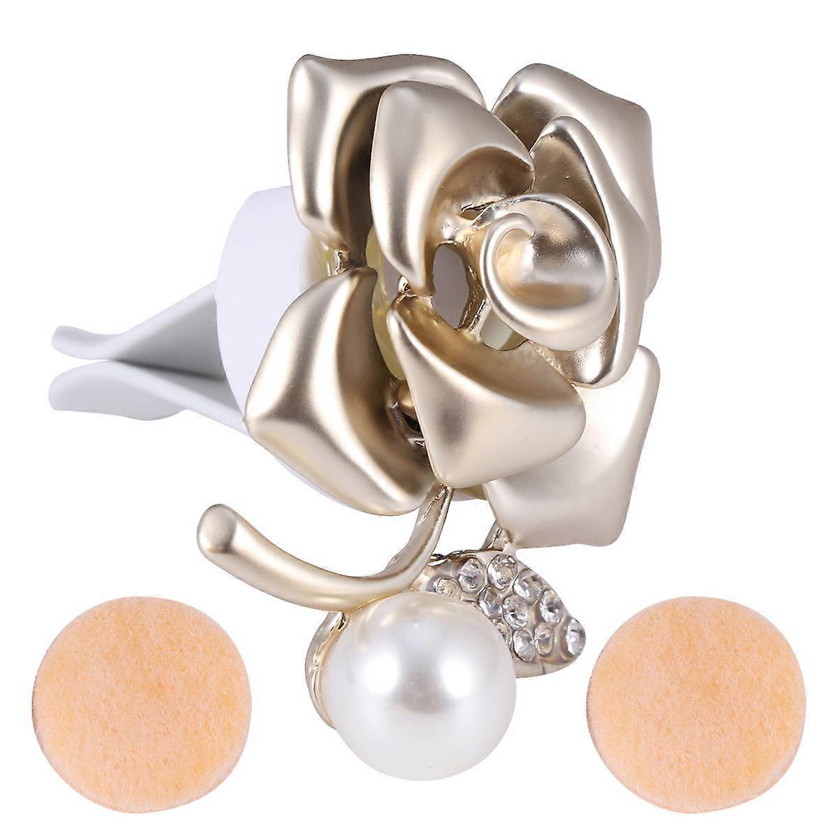 Vent Clip Charms Golden Rose Shape Car Perfume Clip Aromatherapy Diffuser