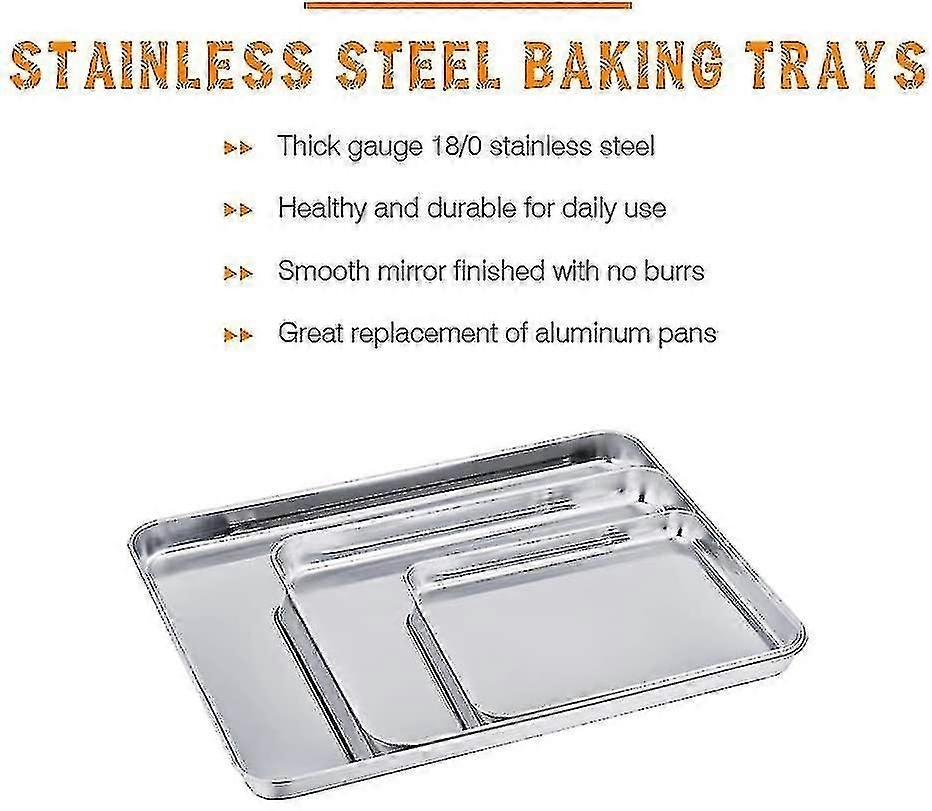 Backform Set von 3, Edelstahl Backblech Professionell, Ungiftig &