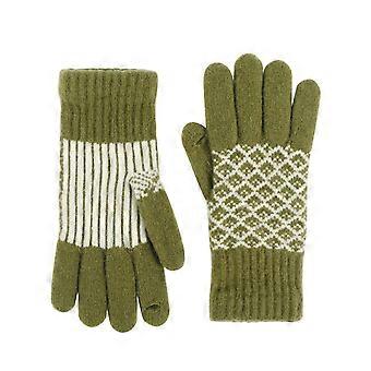 Guantes de invierno elásticos de punto AWZXDE con diseño de dedos completos para hombres, mujeres y adolescentes: comodidad y estilo para los días fríos. Color verde, talla única.