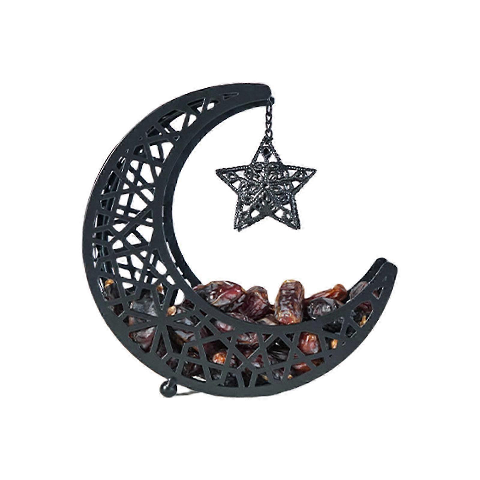 Gold Moon-Shaped Eid Mubarak Dessert Tray for Cake & Snacks
