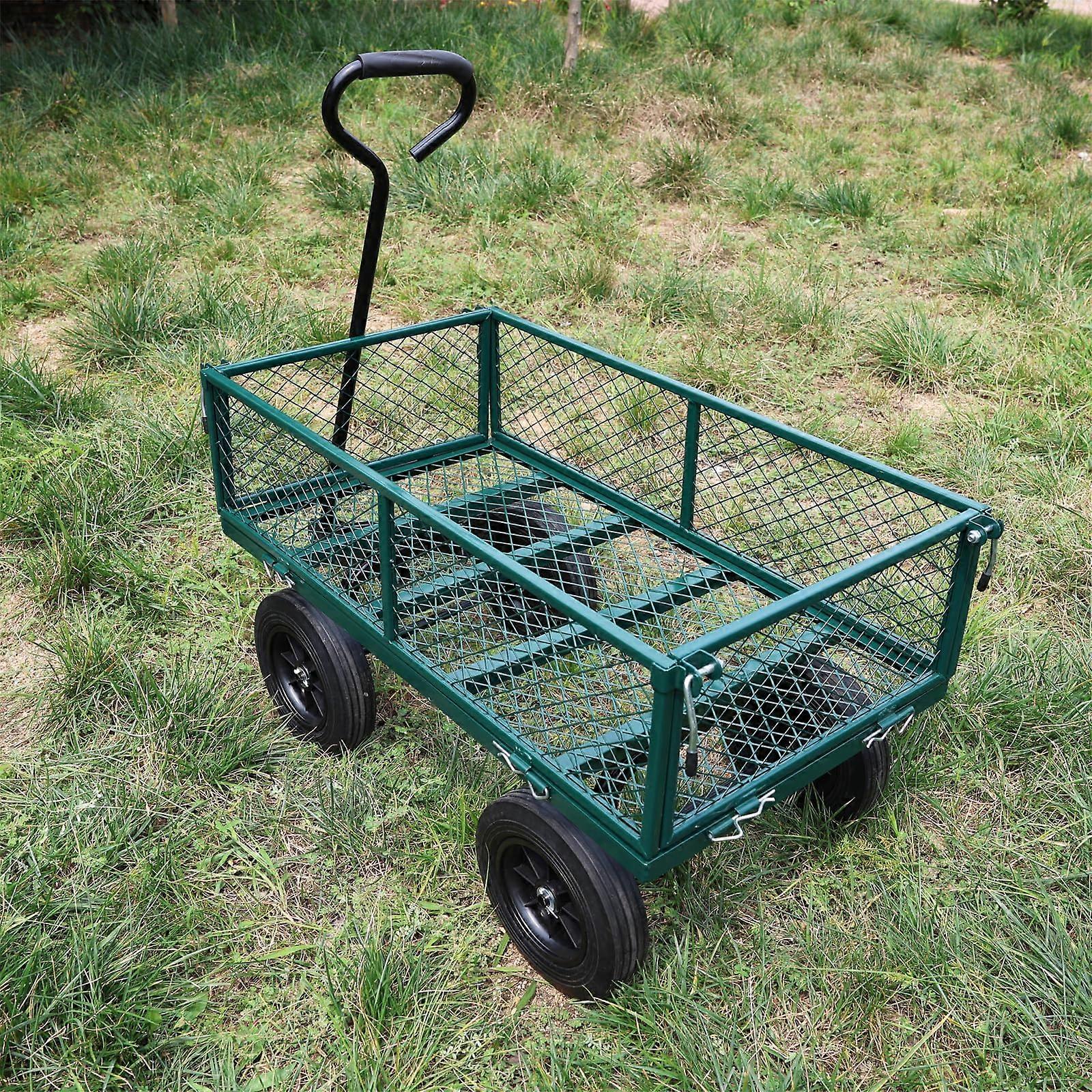 Heavy Duty Garden Cart with Spacious Load Bed and Durable Solid Wheels for Yard Work