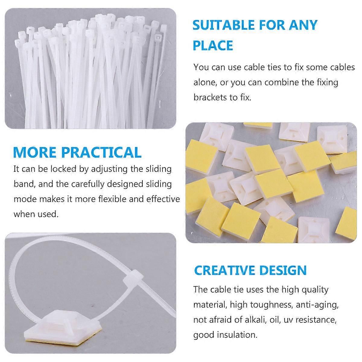Multi-Purpose Zip Tie for Fixing White Self Adhesive Cable Tie Holders
