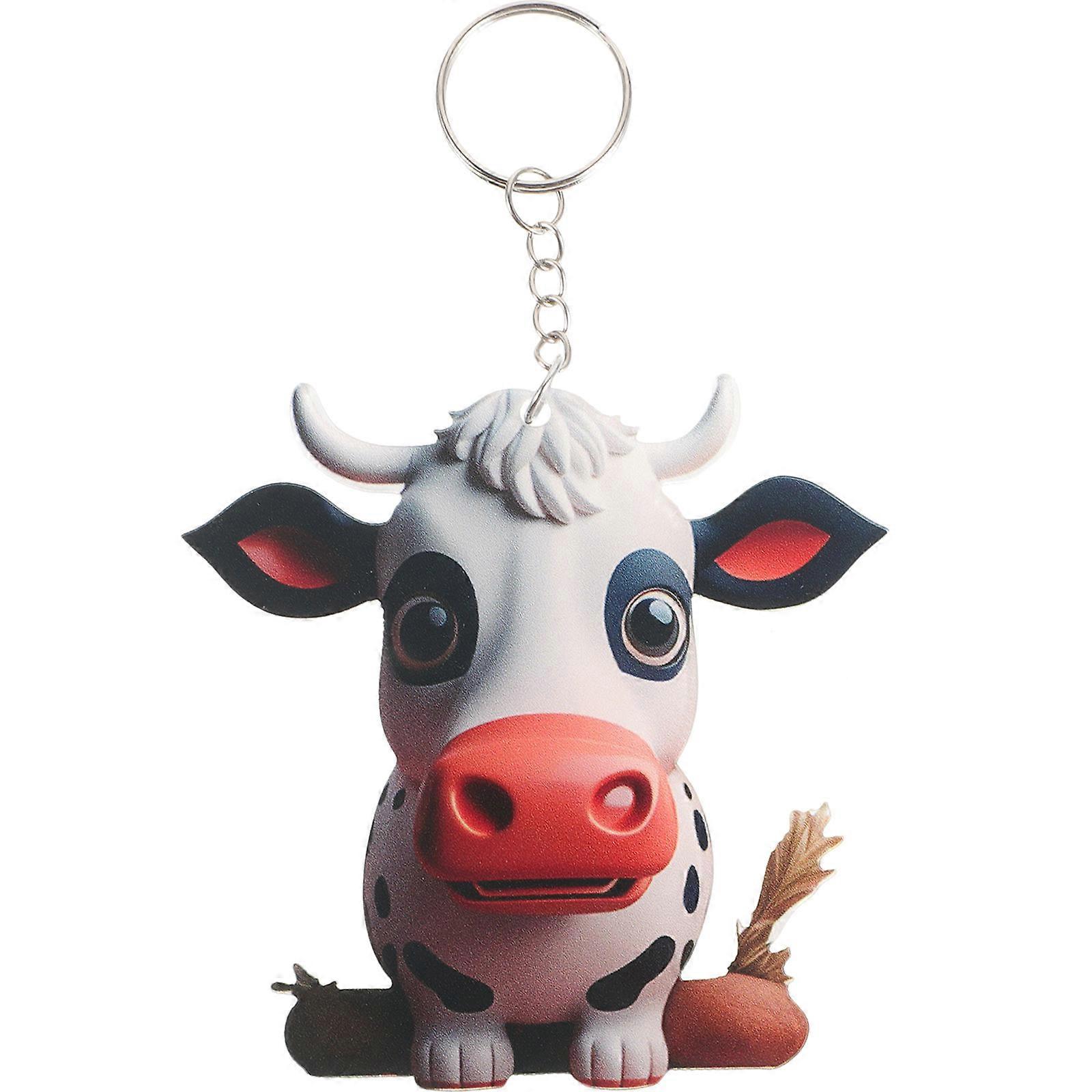 Cattle Keychain Acrylic Key Ring Pendant with Craft