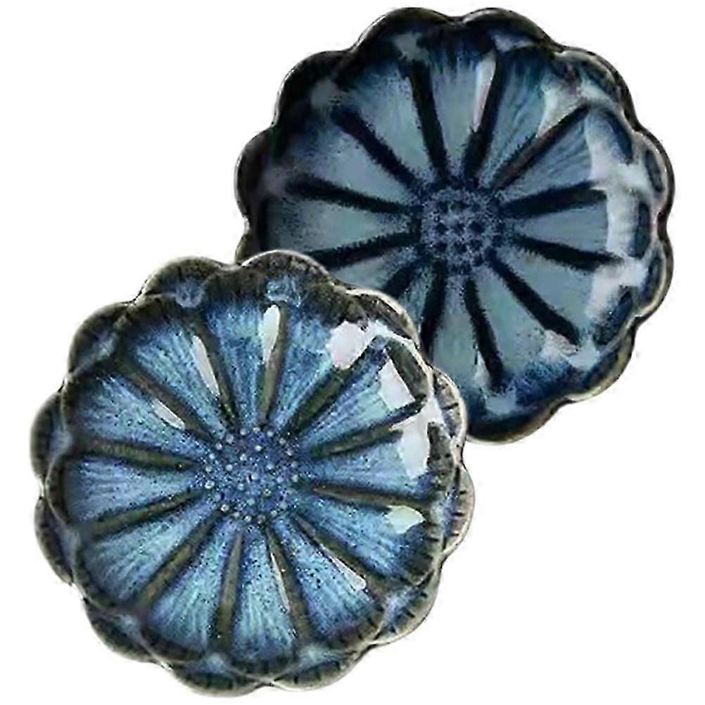 Ceramic Seasoning Dish for Serving 2Pcs with Pattern in Blue