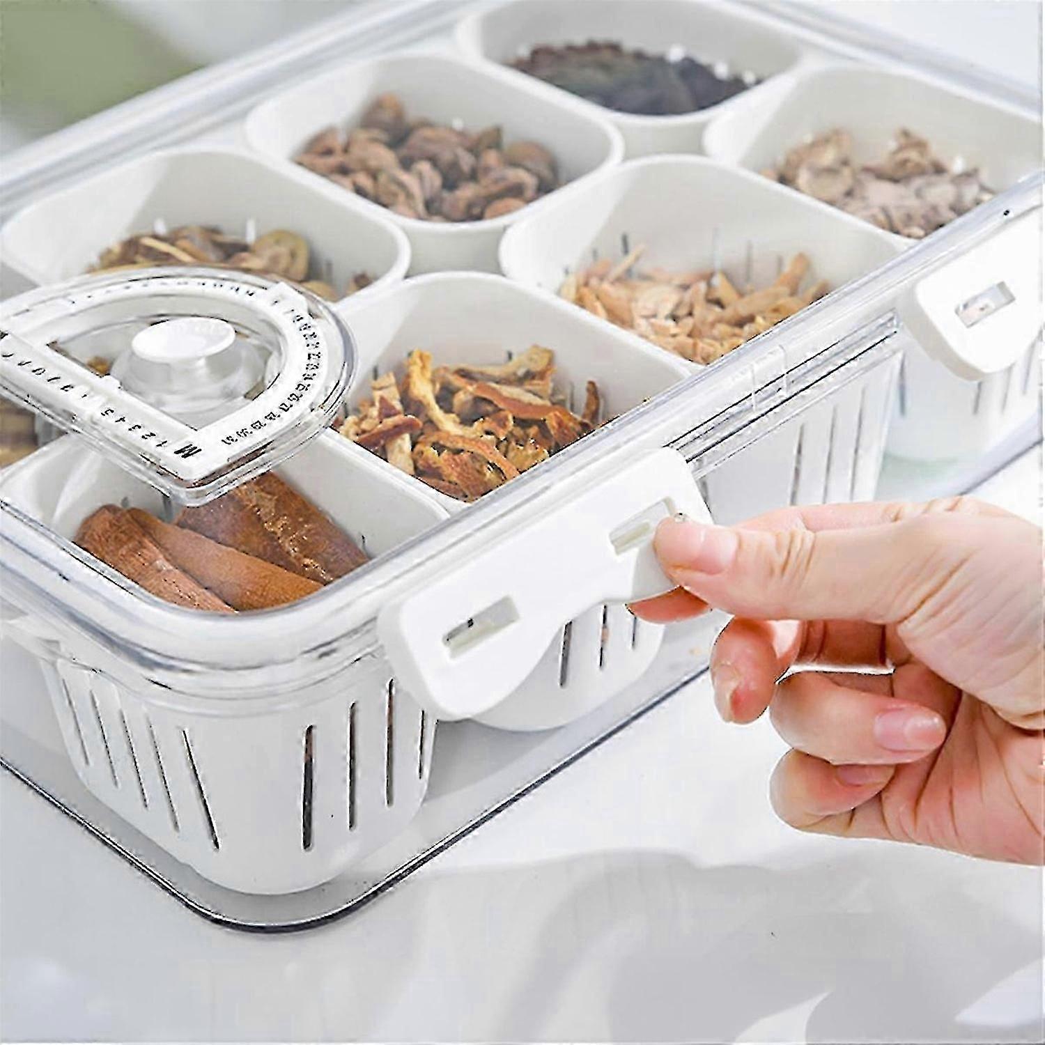Food Serving Tray with Lids Stackable Snackle Box with 6 Dividers