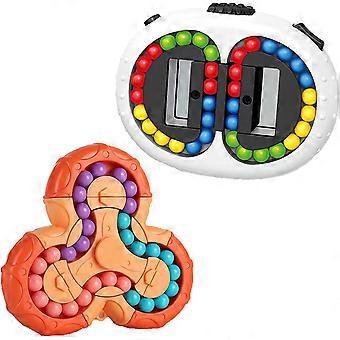 Rotating Magic Bean Fidget Toys Fidget Block and Fidget Spinner, Stress Relieve Toys, Creative Decompression Puzzle Toys for Boys Girls Teens & Adults