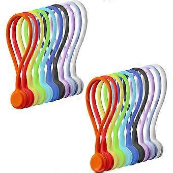 Pack de 20 attaches de câble torsadées avec aimant puissant, attaches torsadées réutilisables en Silicone pour enroulements de cordon, attaches de câble magnétiques organisateur de cordon - suspendu tenant des trucs 