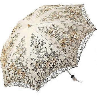 UV Protective Folding Umbrella Double Layer Embroidery UPF50+晴雨雪通用8骨伞 26-27