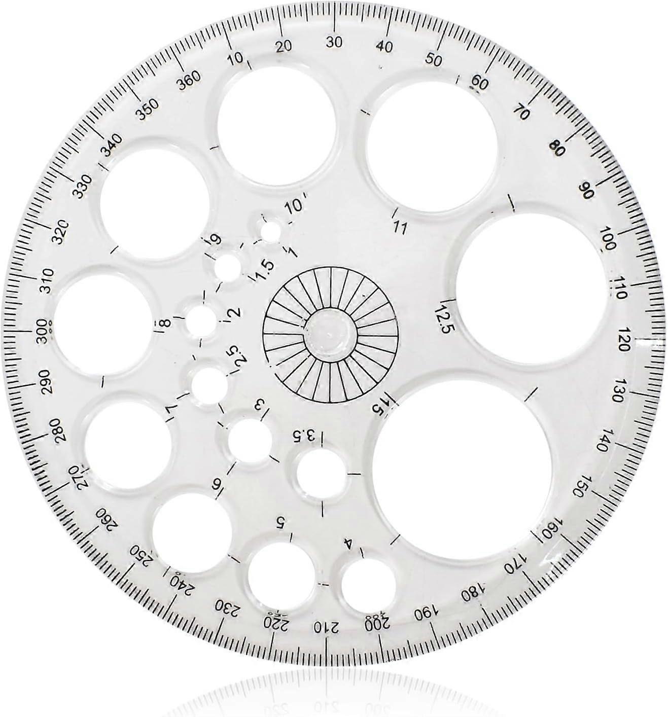 Circle Stencil, Round Normograph, Multifunctional Template - Plastic Measuring Ruler, Drawing Tool for All Ages