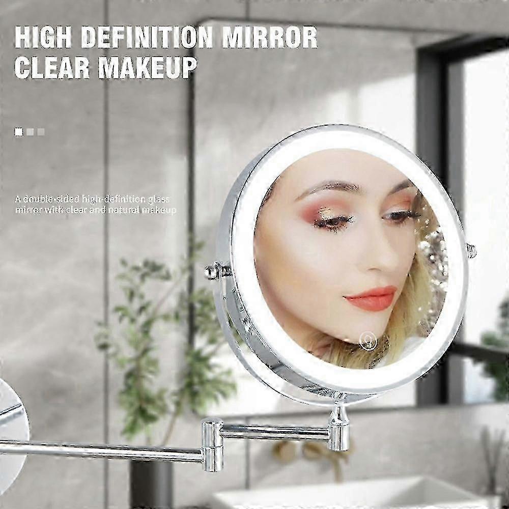 Suitable compatible with ji-y8012 8 inch 5x magnification dual sided wall mounted makeup mirror with 3 color led light