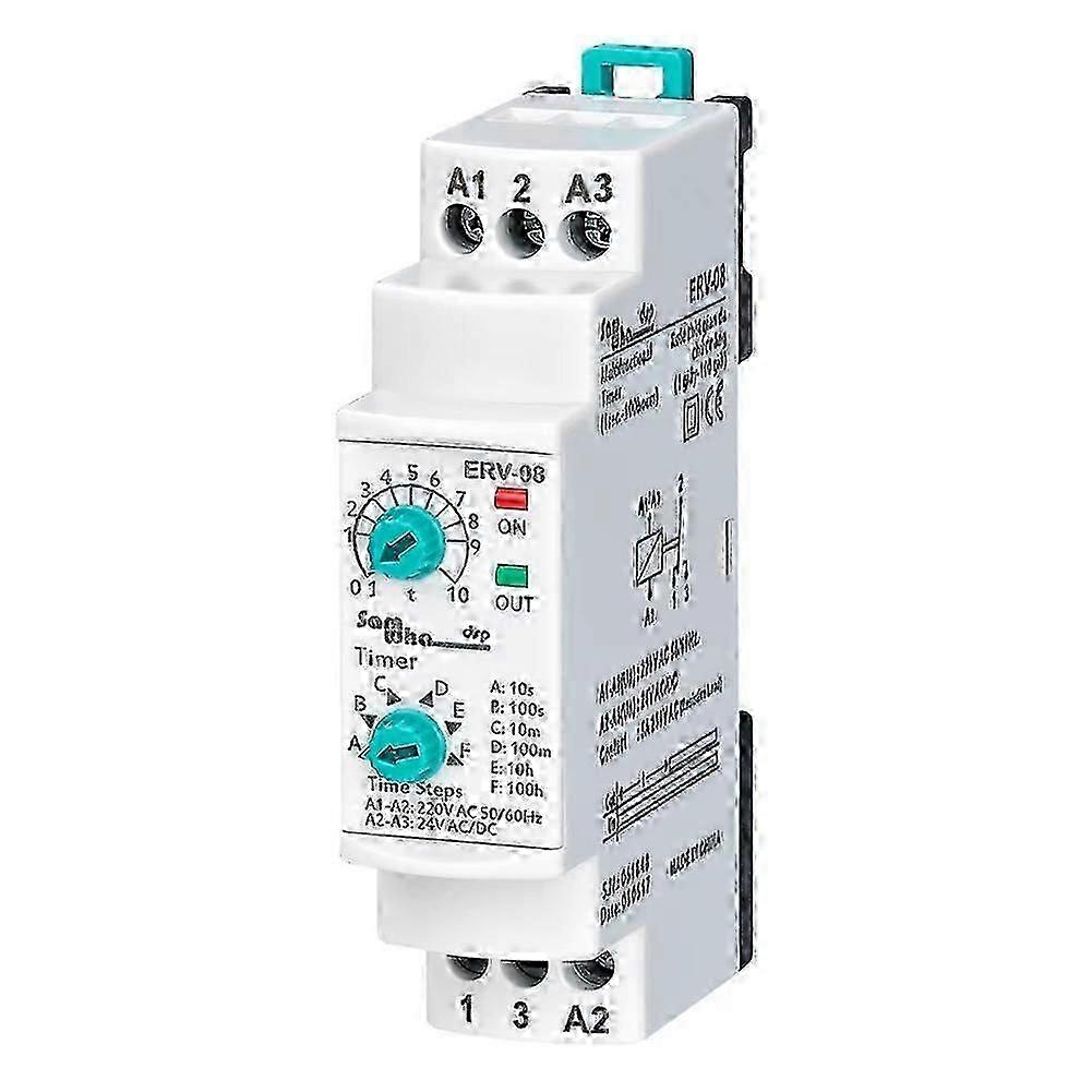 ERV-08 on Delay Multifunctional Time Relay Electronic Adjustable (0,1Sec.-100 Hours)compatible with All Areas Requiring Time Control