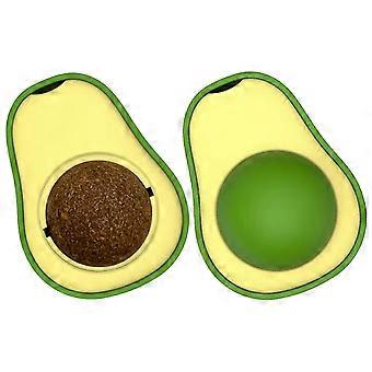 Pallina giocattolo con erba gatta per gatti, 2 pezzi rotanti a forma di avocado, colori assortiti