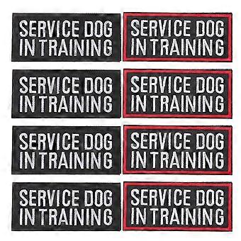 8pcs Patches for Service Dog Vest - Hook Loop Harness Removable Nylon Embroidered Patch Set with Hook Bakcing - Service Dog in Training 3.5" X 1.6"