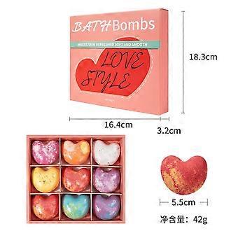 9 hartvormige badbommen (40 g per stuk), perfect voor stellen.