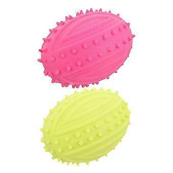 Kleines Hundespielzeug Quietschendes Rugbyball-Spielzeug Welpen Kauen Ovale Form TPR Material 2Pcs