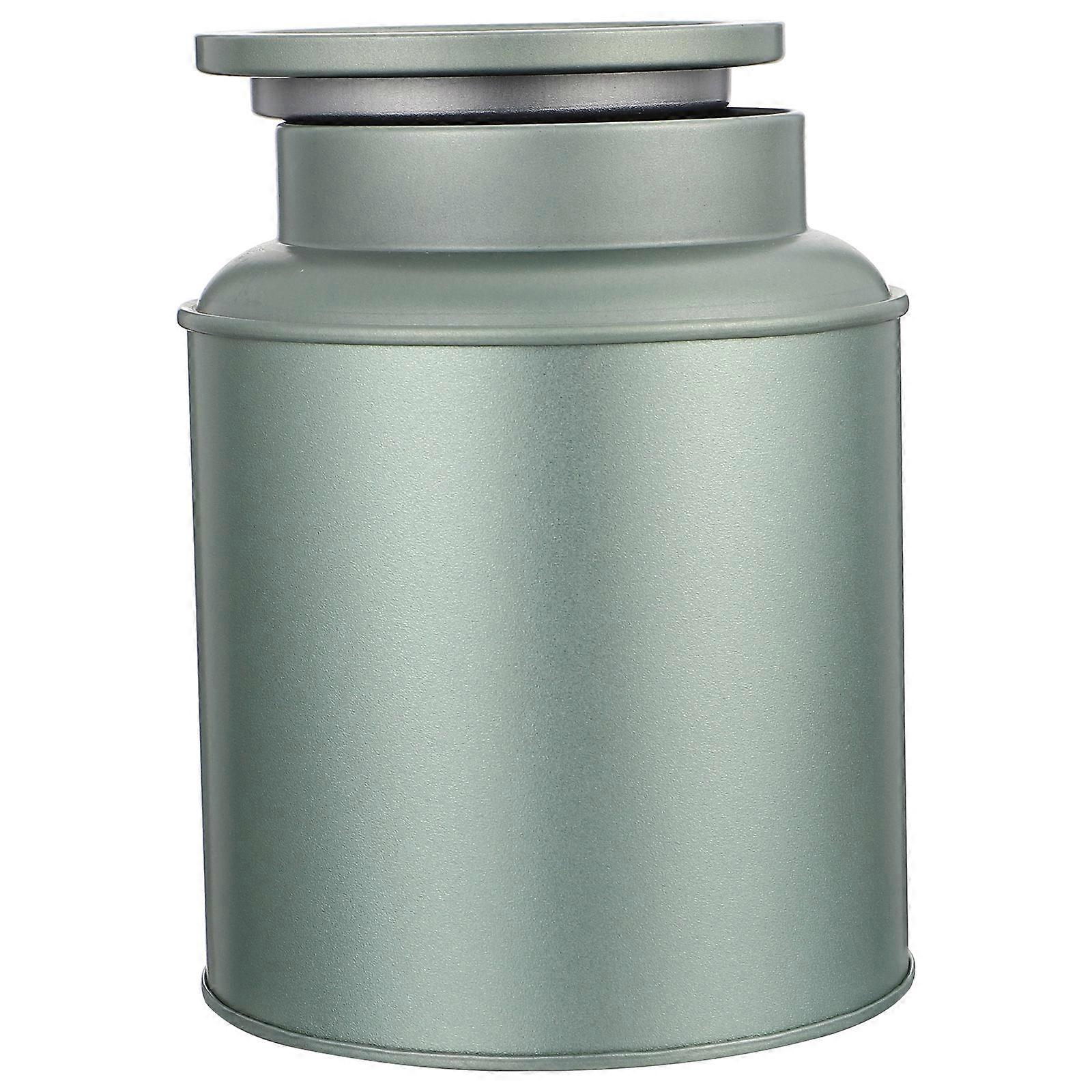 Tea Leaf Jar Moisture Proof Storage Jar with Lid Green Tinplate