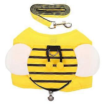 Yellow Cloth Chest Harness Cat Harness with Durable Leash 1Set