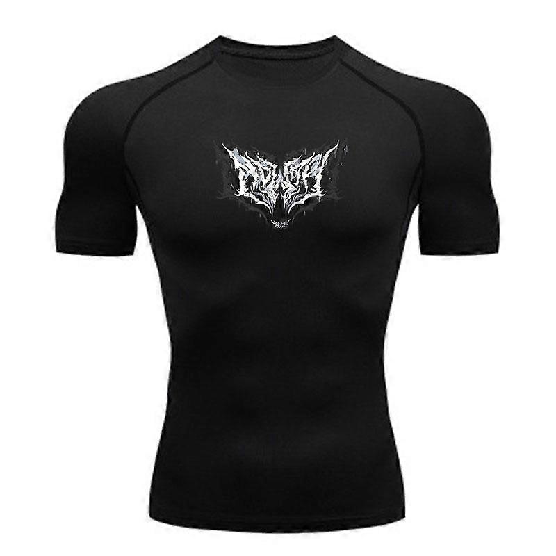 Men Compression Workout T-Shirt, Gothic Sharp Spike Graphic