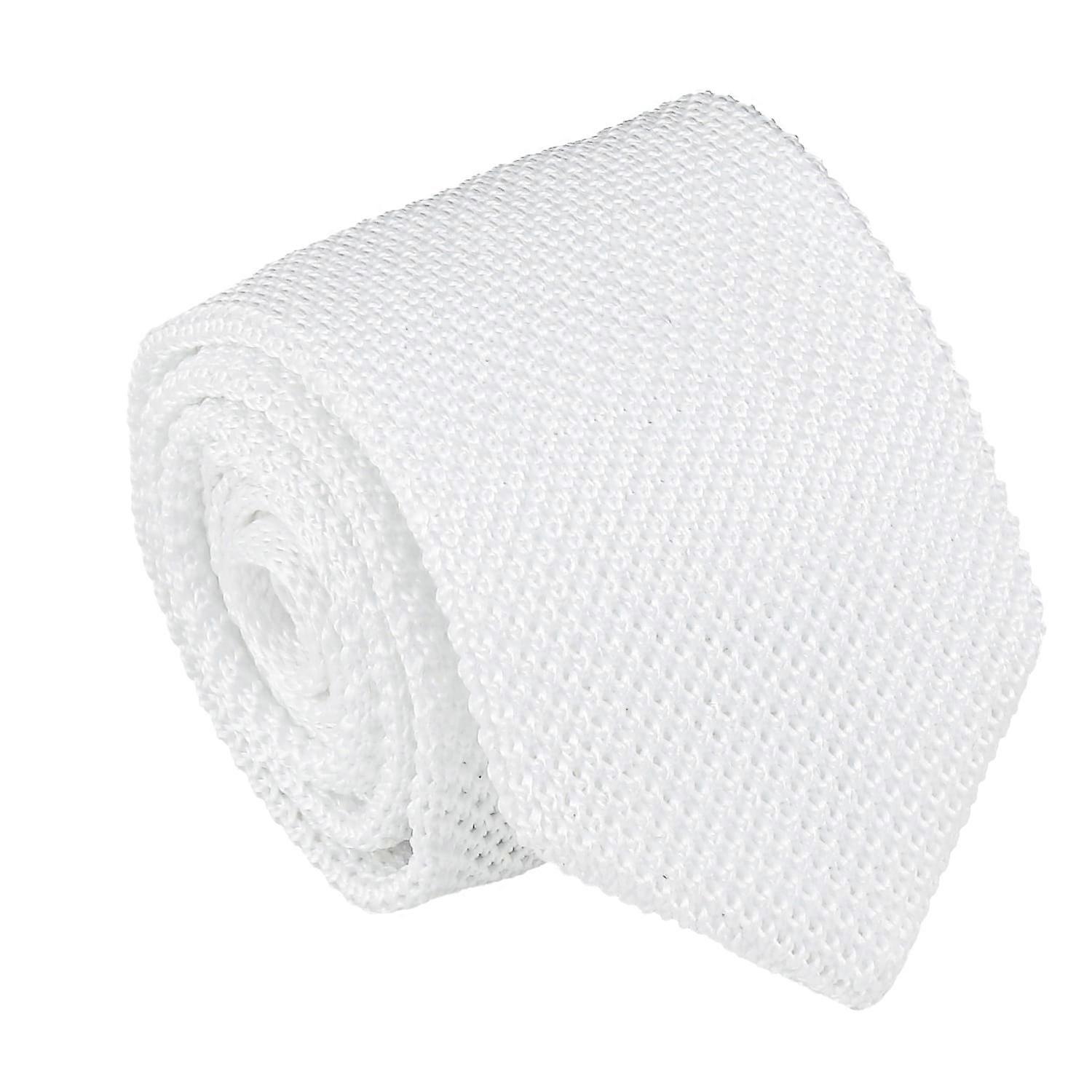 White Knitted Slim Tie