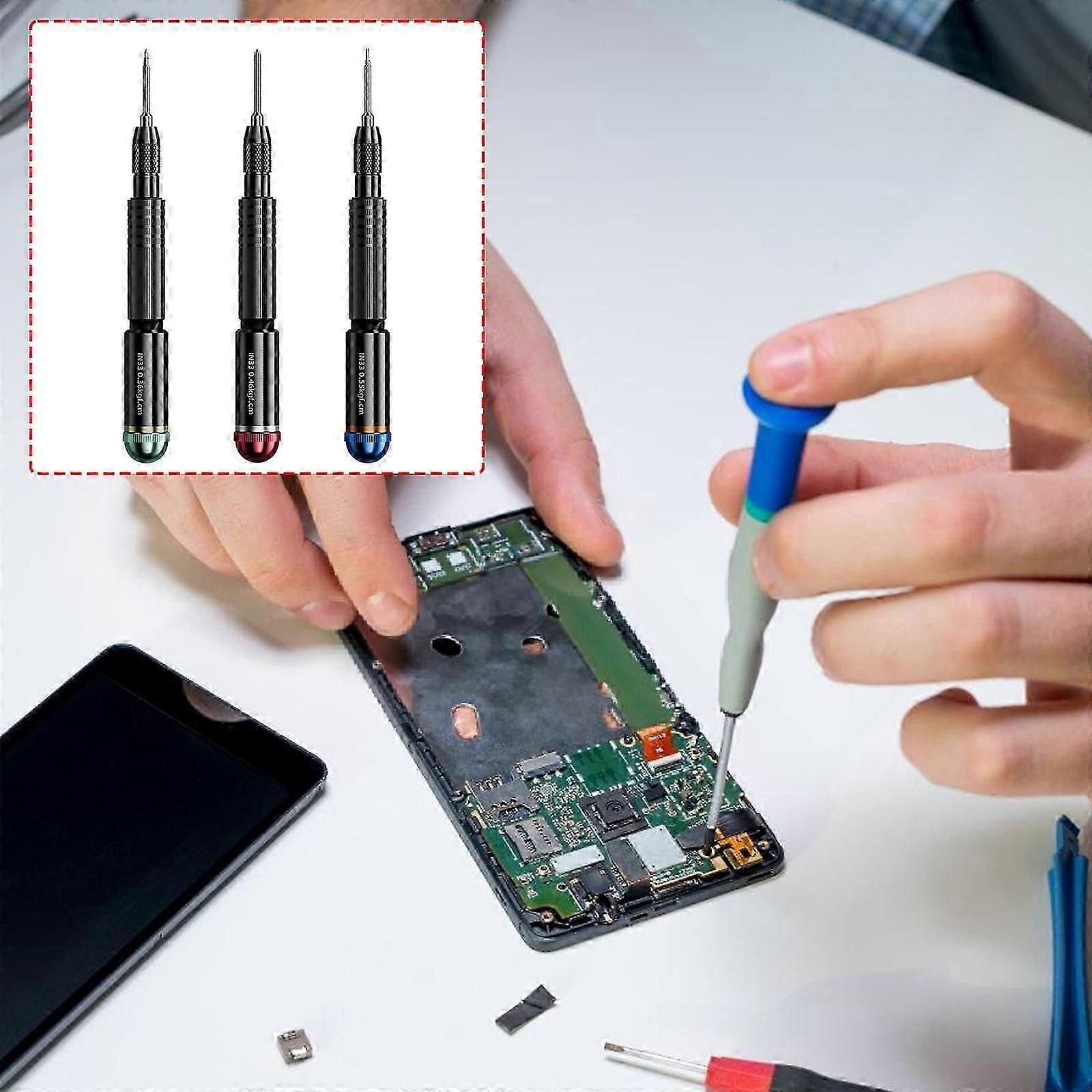 3D Fixed Torque Screwdriver Set with Magnetic Tip, High Precision, Includes 3 Interchangeable Bits, Multicolor, for Phone and Electronics Repair