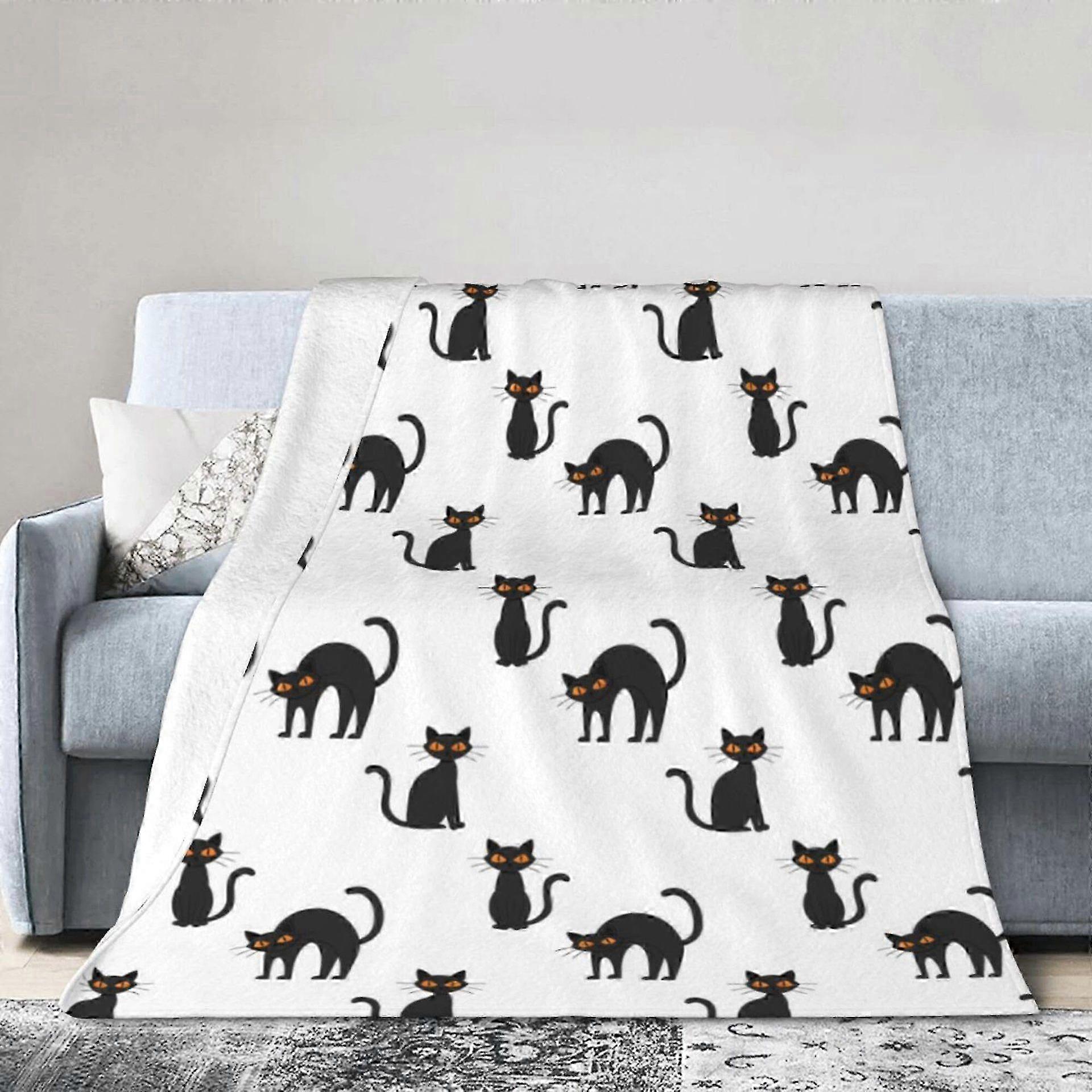Pink-Face Gray Cat Plush Flannel Throw