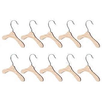 Wooden Pet Clothes Hangers 30 Pack Khaki, Stainless Steel Storage Rack for Dog and Cat Clothes, Lightweight Portable Organizer