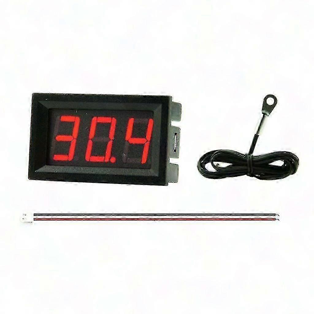 4-30V Digital Thermometer with Metal Probe - Single Display Temperature Sensor