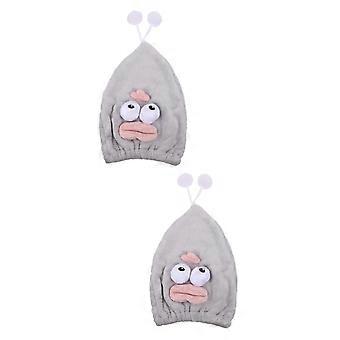 2pcs Microfiber Hair Drying Towel Wrap for Women, Quick Dry Hair Turban with Button, Grey
