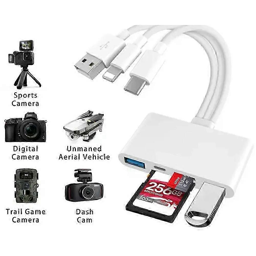 Three-Wire 5-in-1 Card Reader, Multi-Function OTG Converter, High-Speed Transmission Compatible for Iphone/Android/Ipad