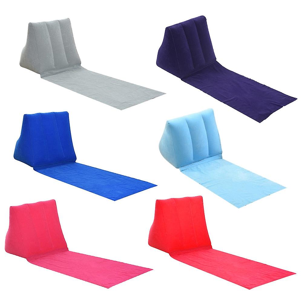 Foldable Inflatable Beach Mat With Back Pillow - Perfect For Camping, Festivals, Lounging, And Travel