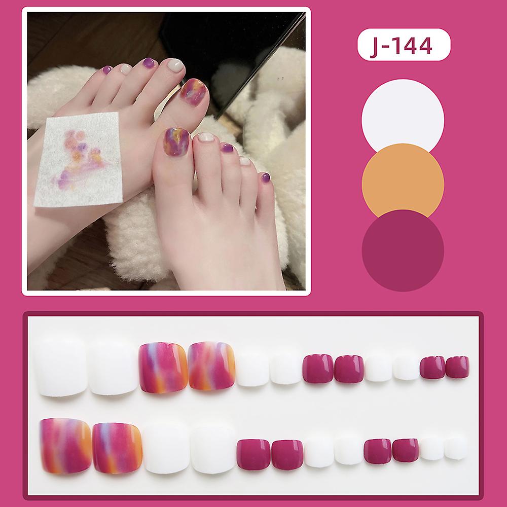 Square Fake Toenails Available In Solid & Halo Staining Color