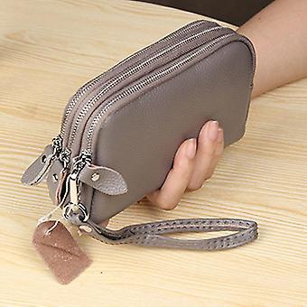 Long Women Leather Wallet Layers Zipper Wristlet Bag Large