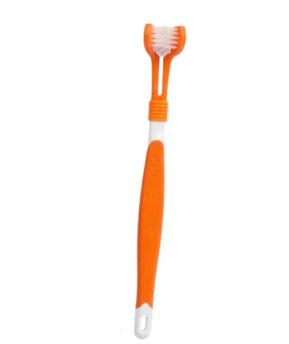 (orange)three-sided Cat Toothbrush