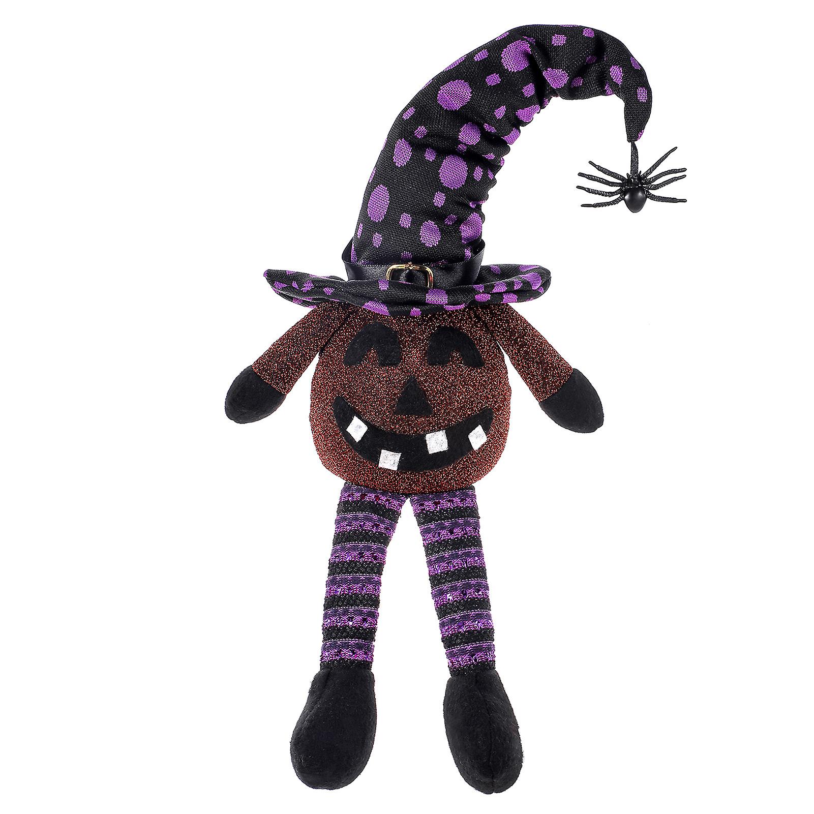 Halloween Plush With Light Lighting Smile Doll With Witch Hat & Spider Pendant For Kids Women Men