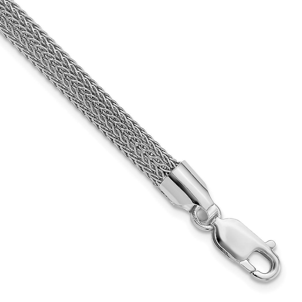 5.00mm 925スターリングシルバーロジウムメッキポリッシュメッシュウーブンブレスレット7.5インチリンクブレスレット女性用
