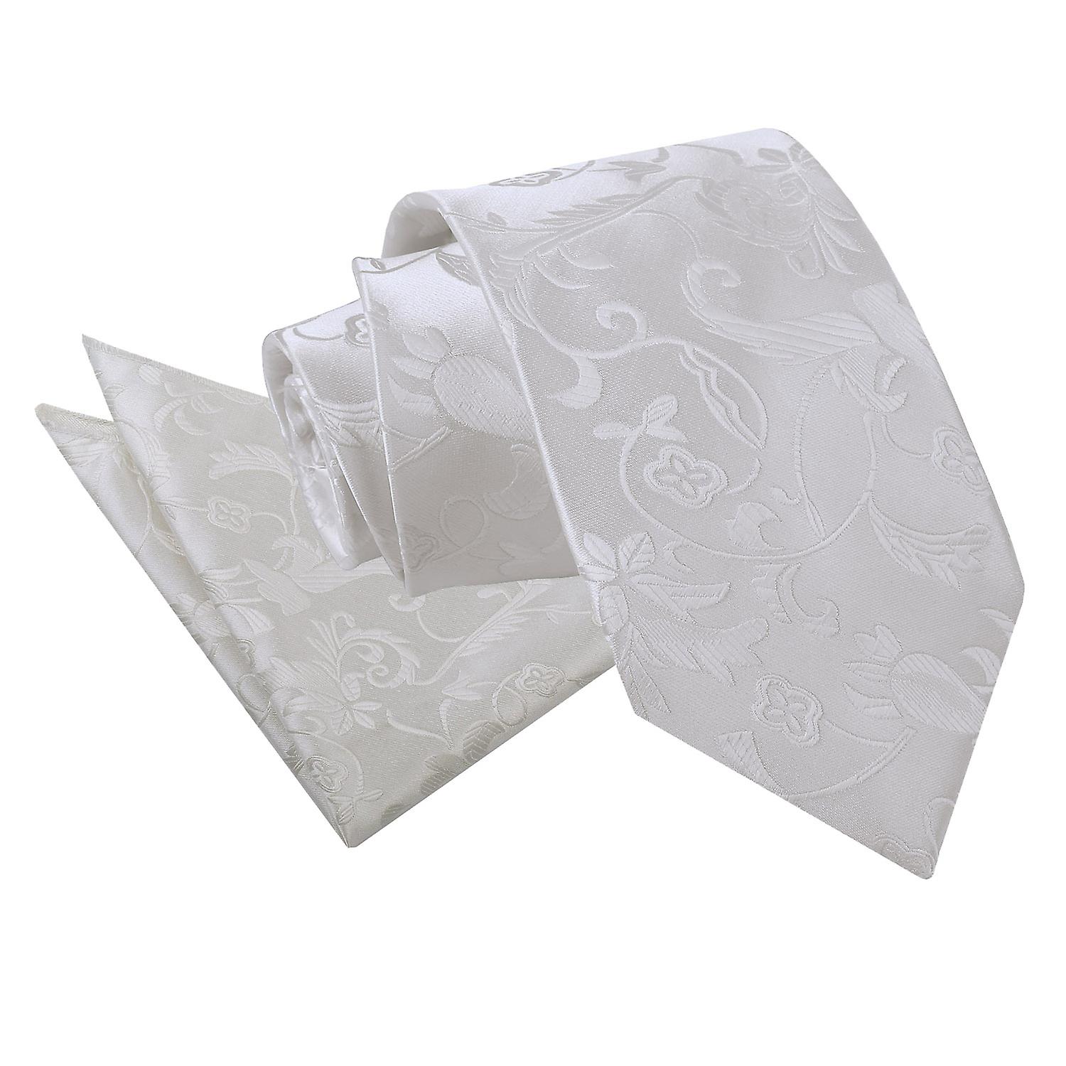 Ivory Floral Tie and Pocket Square Set